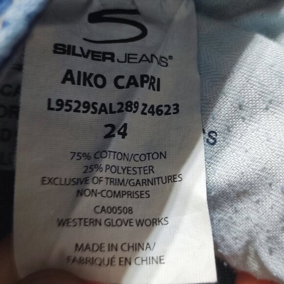 Silver jeans women's size 24 medium washed denim blue Aiko Capri Vintage Y2K - Picture 8 of 14